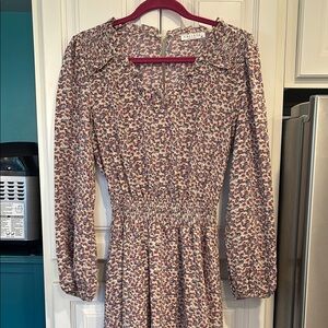 Calista Floral Print Long Sleeve Midi Dress Small